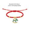 Fortune Lucky Pony Red Rope Chinese Style Horse Pendant Bracelet Red Rope Weave Bracelet  Girls
