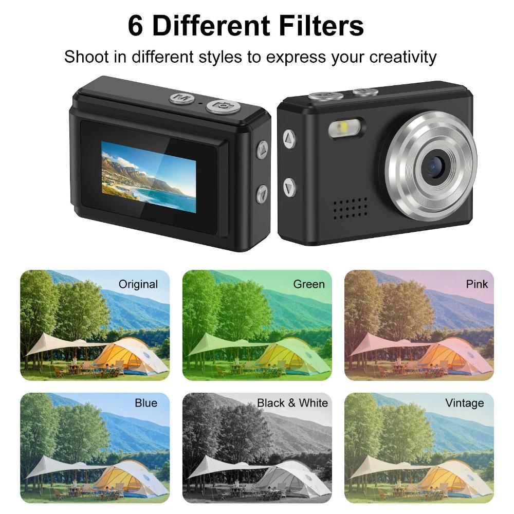 1080P HD Video 12MP Photo Portable LED Display 6 Filters Support Digital Camera Keychain Camera for Travel Study Recording