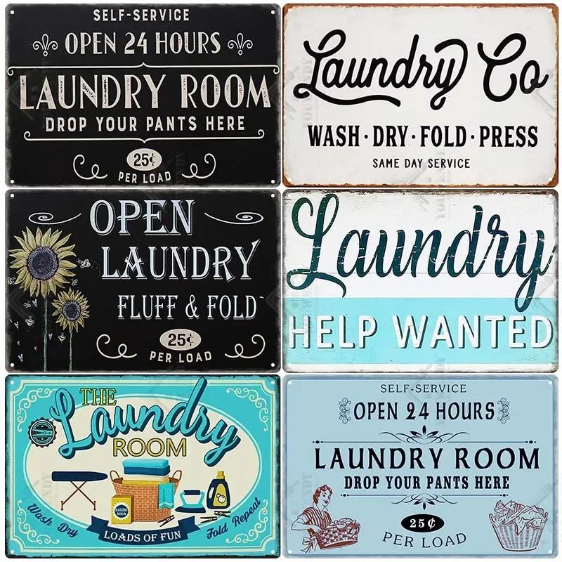 Laundry Sign Vintage Tin Sign, Metal Plaque, Retro Metal Sign, Wall Decor for Laundry Room