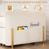Convertible Sleeper Sofa 3-In-1 Bed, Boucle Loveseat with Put Out Bed And Drawer, Couch Love Seat Side Pockets, 2 Pillows, USB Ports Gold Metal Legs,