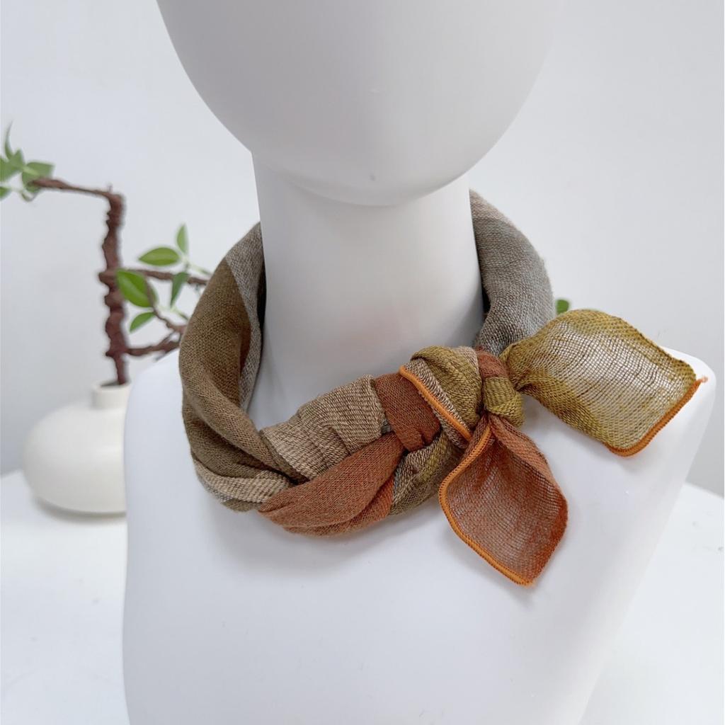 Clearance Welfare Retro Linen Square Scarf Literary And Versatile Women'S Summer Neck Protection Cotton And Linen Small Silk Scarf Scarf Printed Model