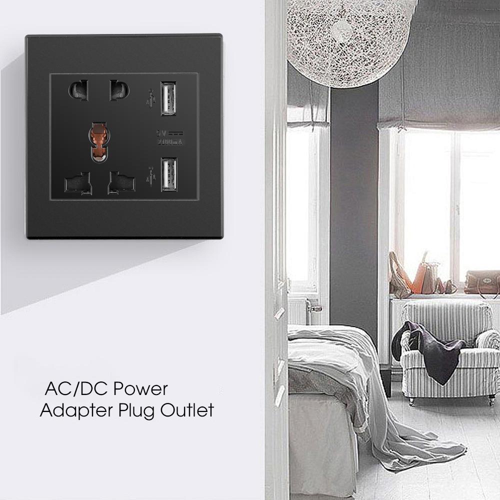 86 Тип Настенный двойной USB-порт для зарядки 5-луночная универсальная розетка Умный дом Адаптер зарядного устройства 2100 мА Электрическая розетка