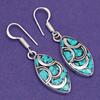 Nepali Tibetan Turquise Lapis Lazuli Gemstone Silver Jewelry Earring 1.5''
