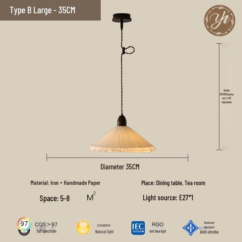 Japanese Wabi-Sabi Paper Art Pendant Light for Tea Room, Zen Homestay, Cafe, Bar Counter, and Entrance Decor.