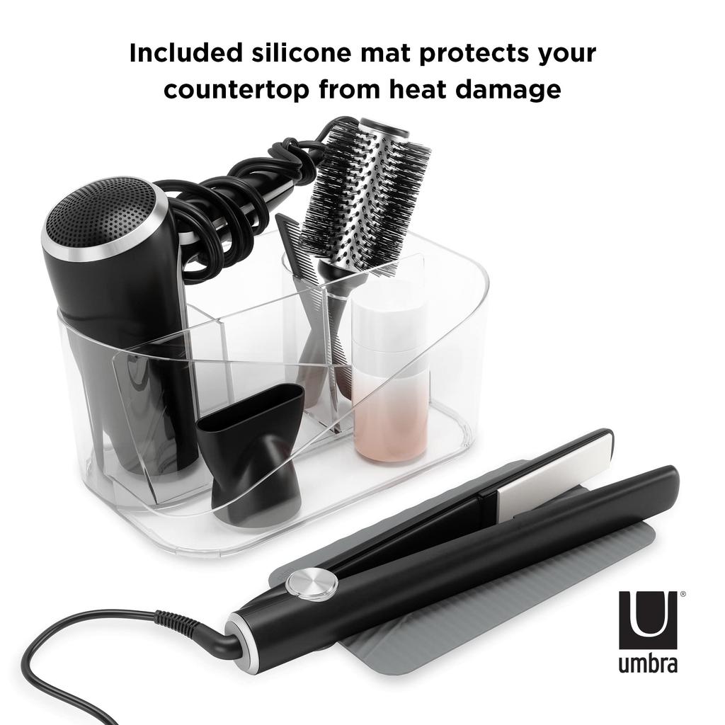 Umbra Cosmetic Organizer for Hair and with Silicone GLAM W27 x D17 x H13cm Cosmetics, Care, Accessories, Mat, Clear/Charcoal, (210169721226),