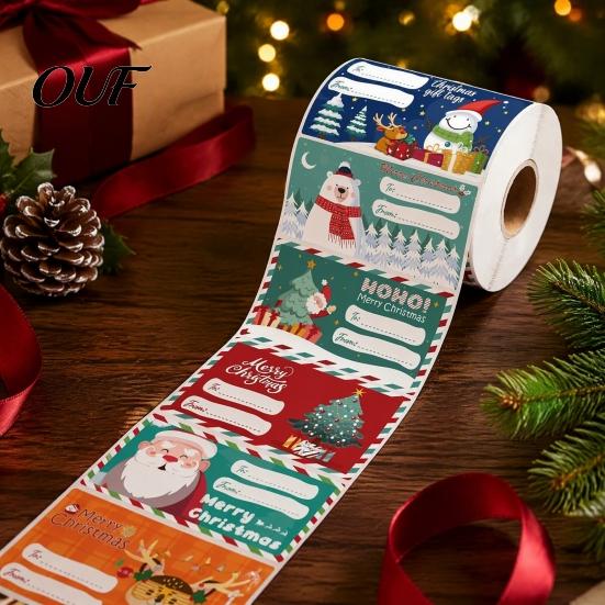 Handwritten Gift Tags Christmas Sticker Labels for Holiday Wrapping, Self-Adhesive with Blank Customizable Writing Area Present Decoration,