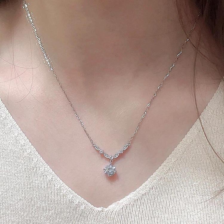 ANENJERY Ожерелье из круглого циркония маркизы пшеницы для женщин, нишевый дизайн, чувственный темперамент, ключица, нежная цепочка, ювелирные изделия