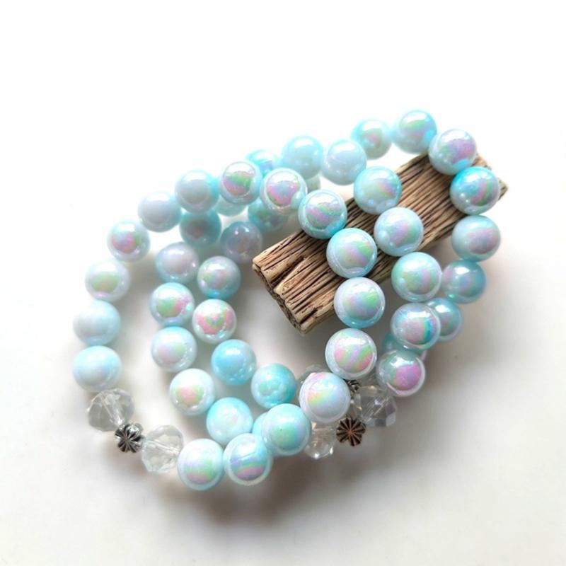 Унисекс Браслет-цепочка на руку Бусины для медитации Браслет на запястье Гладкие круглые бусины Регулируемый размер Браслеты Аксессуар для мужчин Женщин