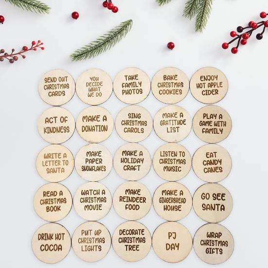 20 шт./компл. жетоны обратного отсчета на Рождество «Что делать» с буквенным принтом праздничное украшение Рождественский пришествие деревянные монеты комплект дисков