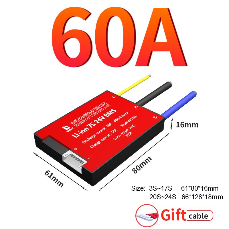 Daly Lithium LiFePO4 BMS 3S~24S Split Port 12V 24V 36V 48V 60V 72V 15A 20A 30A 40A 50A 60A Separate Port 21700 18650 Balance BMS
