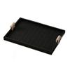 Black/Beige Leather Wooden Tray Rectangle Cake Fruit Dessert Tray Jewelry Display Plate  Key