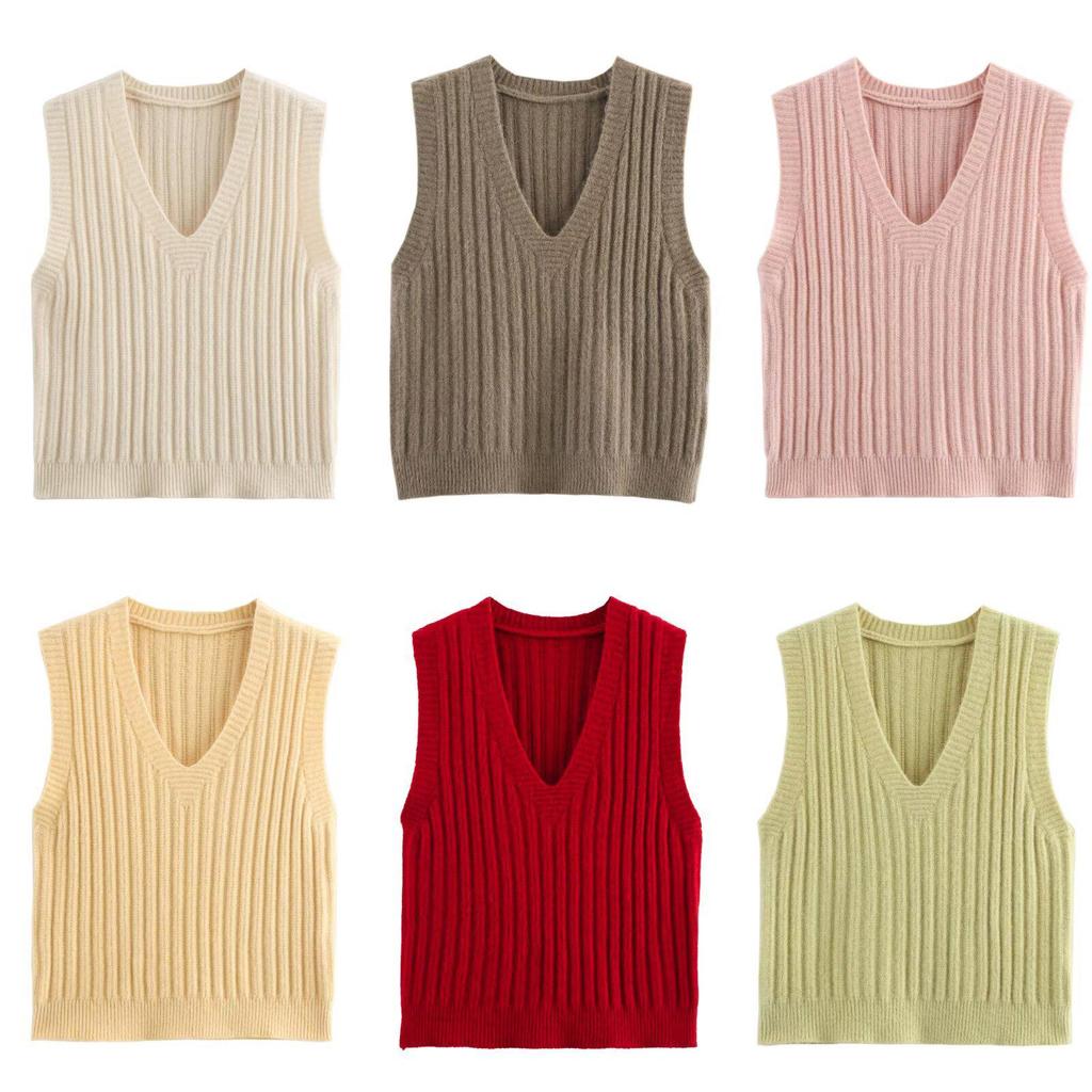 Ladies’ 2025 Spring V-Neck Slim Knit Vest - European & American Style