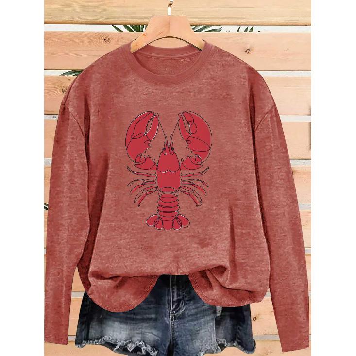 Women's casual sports long sleeve The crab pattern design, with its loose fit, is comfortable and suitable for young people's daily wear, ideal for
