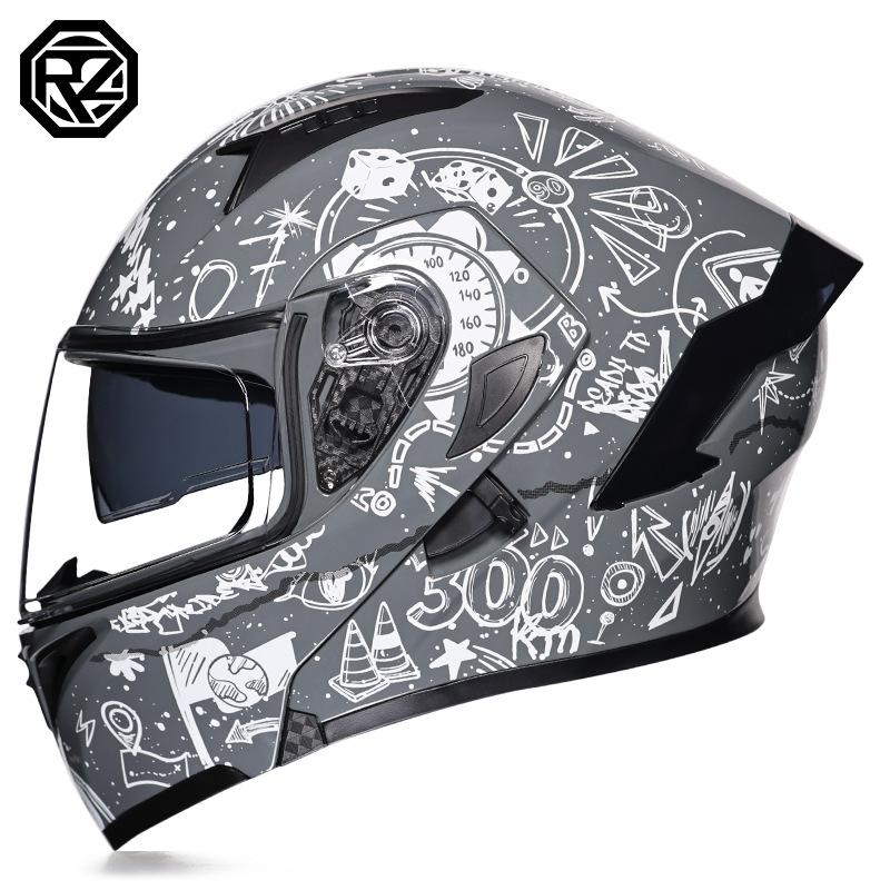 Motorcycle Helmets Men's and Women's Unveiling Helmets Full Helmets Tail Rider Bluetooth Locomotive Men's and Women's Winter Personality Electric