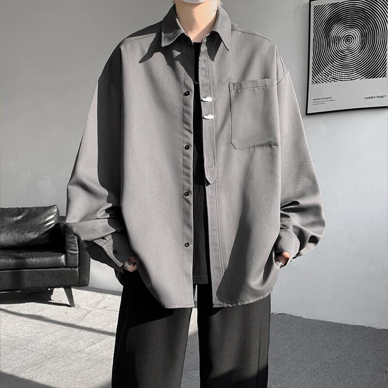 Модные повседневные рубашки больших размеров для мужчин, весна-осень, однотонная свободная рубашка с длинным рукавом, мужская уличная одежда в стиле Харадзюку, белая черная блузка 5XL