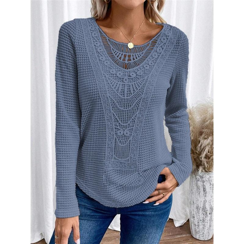 Кружевная футболка с длинным рукавом