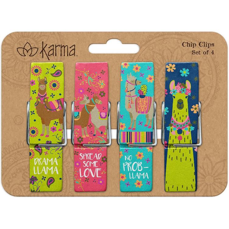 Karma Chip Clips - Bag Clips - Potato Chip Bag Clips - Colorful and Fun Bag Clips for Food and Storage - One Size - Llama