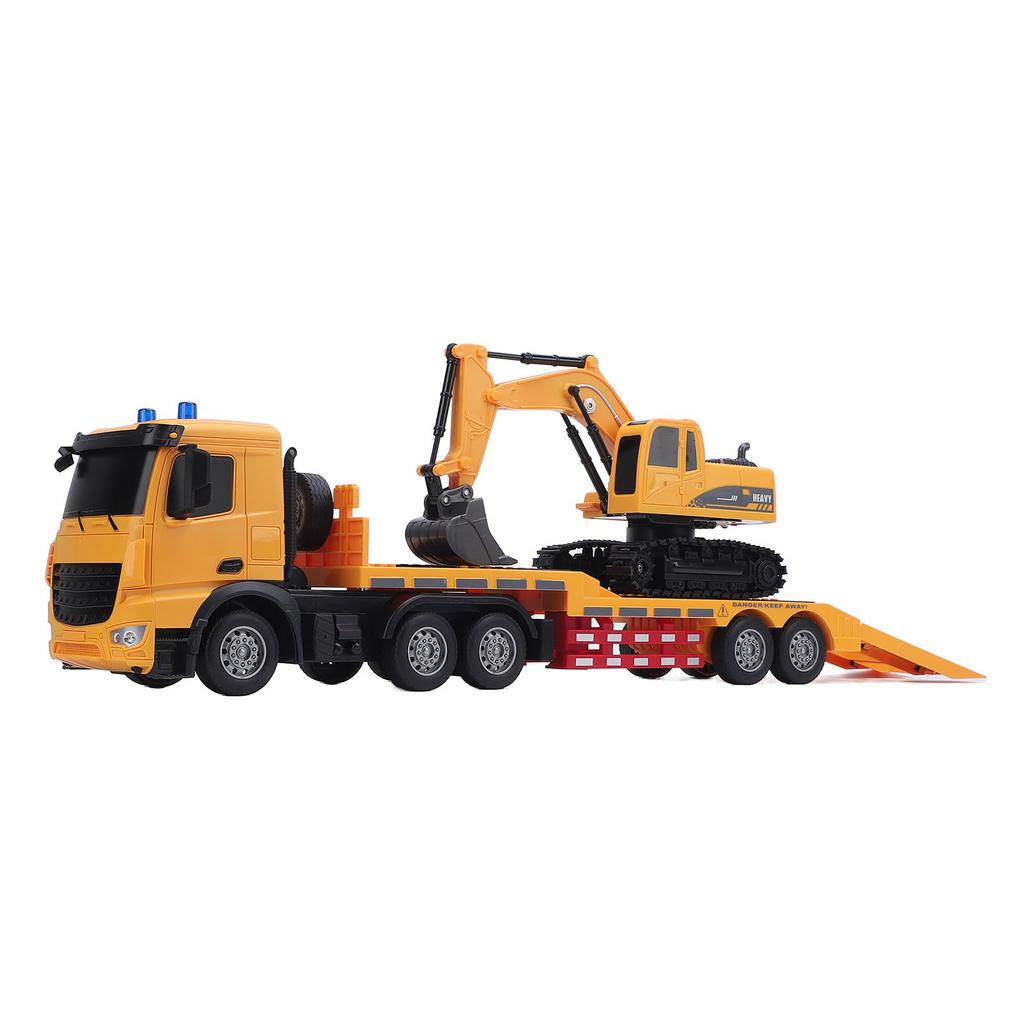 RC Semi Truck Excavator Toy Set Educational Dual Remote Control Powered Battery 2 in 1 Construction