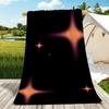 2D Flat - 1pc Black Microfiber Beach Towel With Orange Starlight Pattern | Soft, Skin-Friendly, Non-Shedding, Easy To Clean