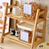 1Set Storage Rack Work Display Rack Kitchen 2-layer Bedroom Cup Holder Vine Weaving Storage Rack