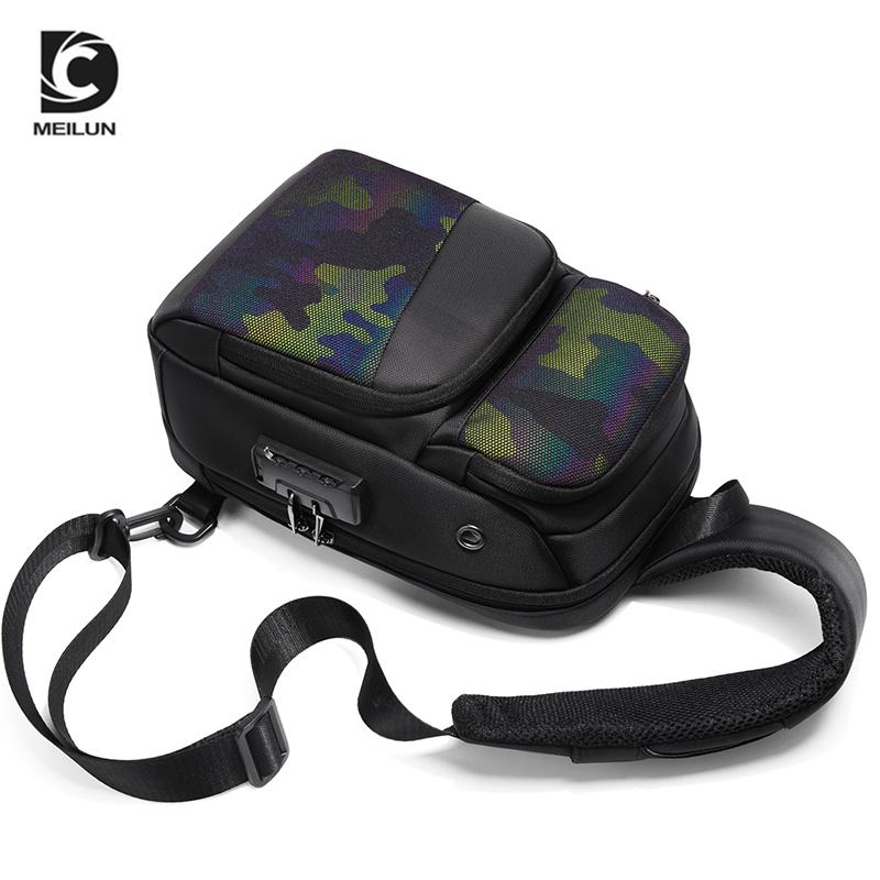 Новая модная крутая USB противоугонная мужская нагрудная сумка, красочная светоотражающая светящаяся сумка, мужская сумка на плечо, водонепроницаемая сумка-мессенджер