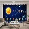 Outer Space Astronaut Style High Blackout Drapes Whale Planet Sci-Fi Indoor Shading Drape Children Bedroom Space Curtain Contemporary Design