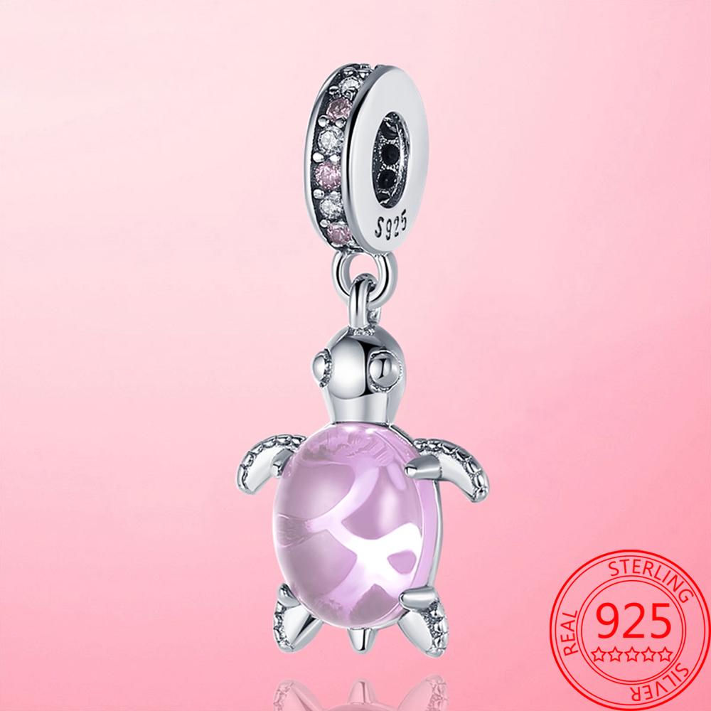 Fine 925 Sterling Silver Green Murano Glass Turtle Fit Fashion Bracelet Silver Jewelry Gift