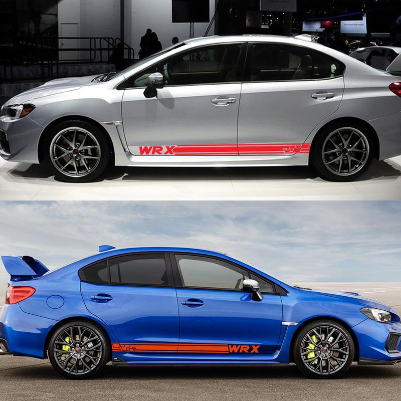 2Pcs For Subaru WRX Car Door Side Stripes Stickers Vinyl Film Auto DIY Sports Styling Decals Automobile Car Tuning Accessories