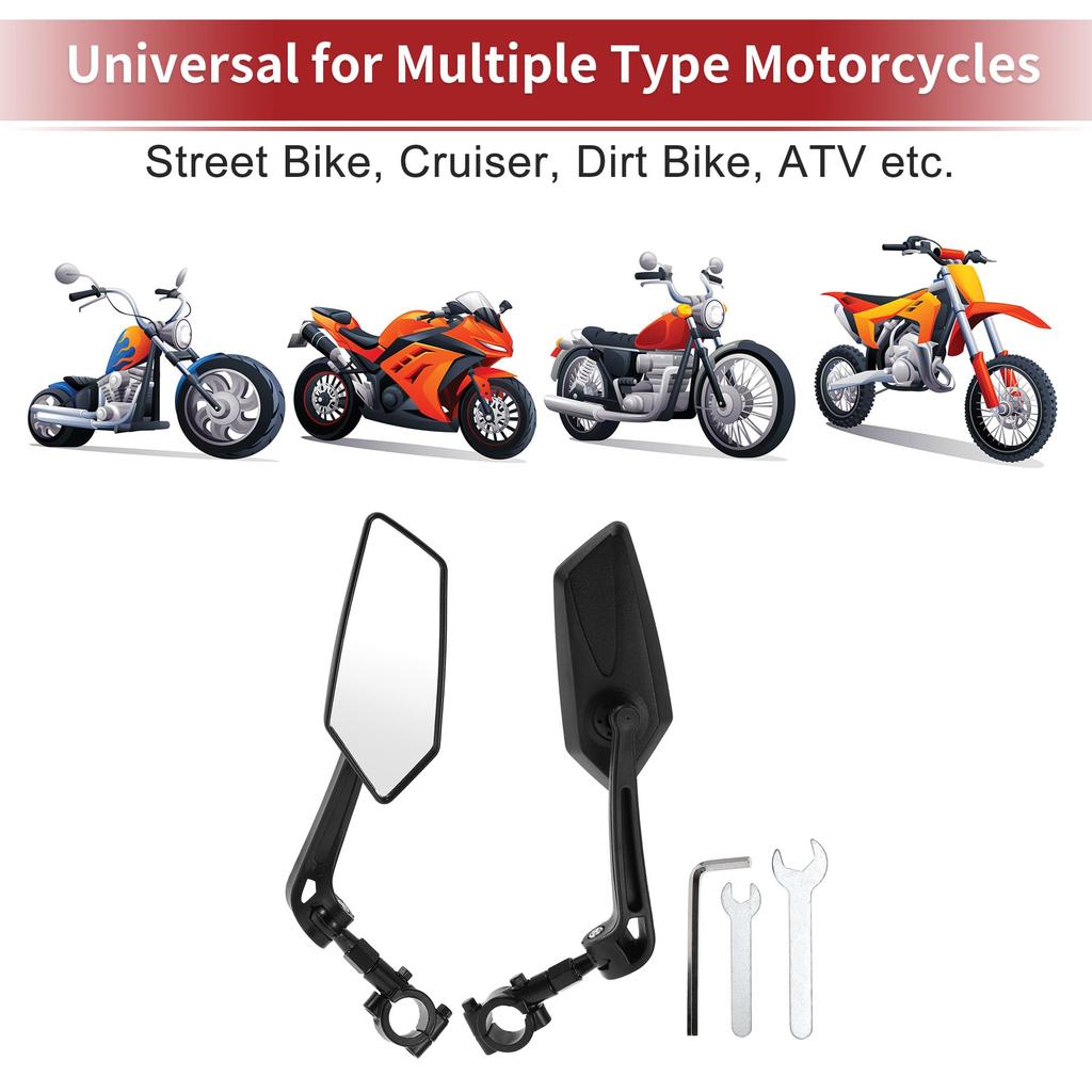 ACROPIX M10 Мотоциклетные зеркала заднего вида Зеркало бокового вида с креплением на руль Регулируемые Черный пластик Призматическая форма