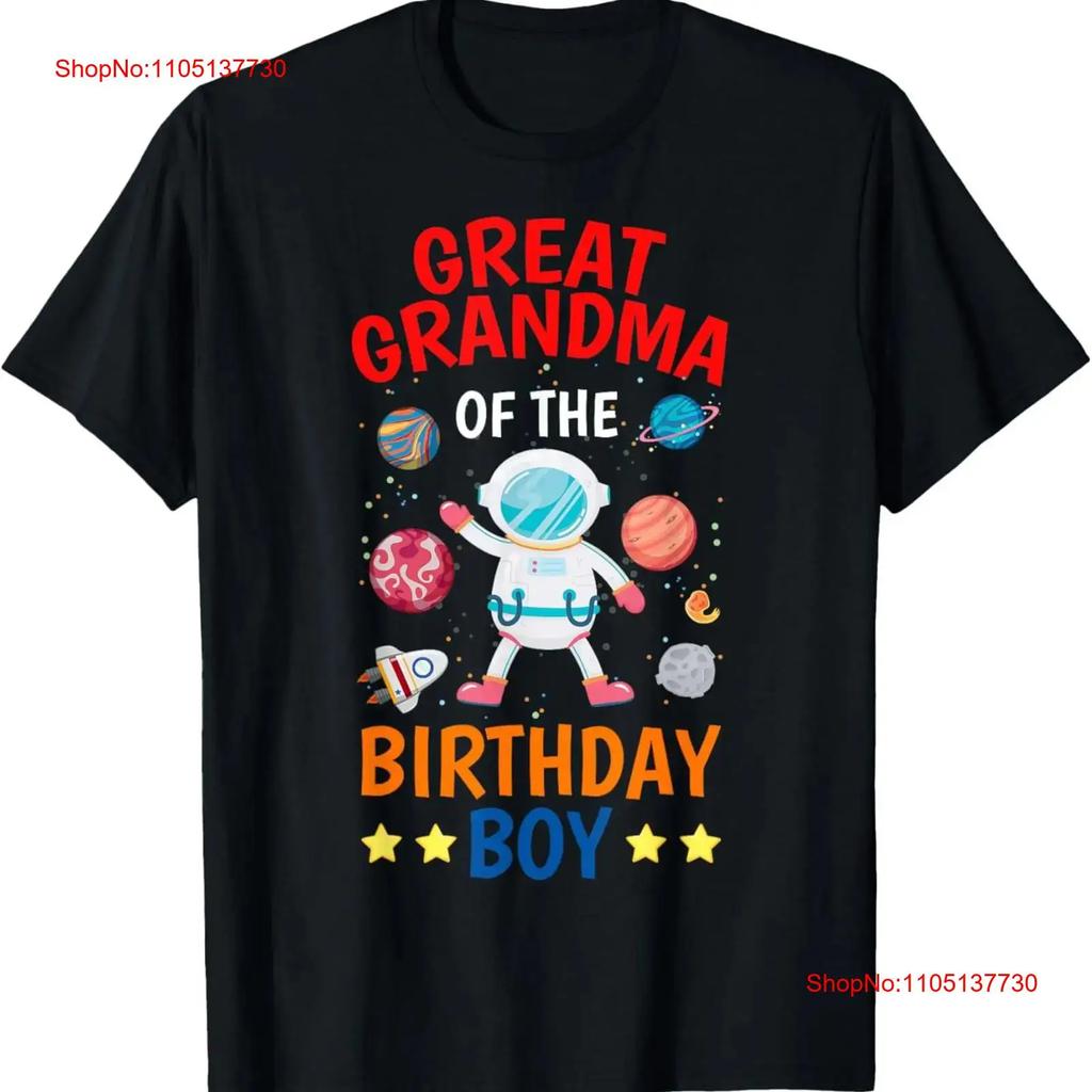 Great Grandma Of The Birthday Boy Space Planet Theme Bday T Shirt Vintage Washed Stretched Graphic Casual Slightly Soft