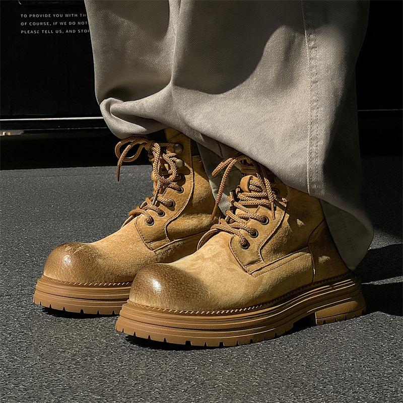 Высокие ботинки Мартин мужские 2025 осень и зима новые ботинки цвета ревеня британские ретро короткие ботинки рабочие ботинки 2501-J