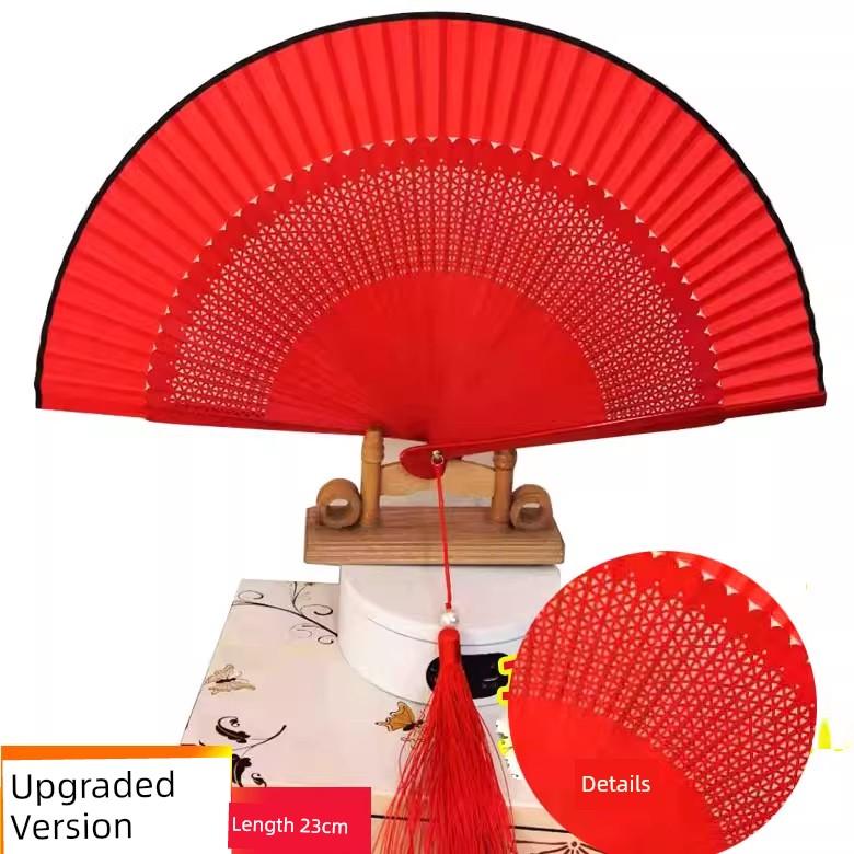 2025 Model Red Fan Portable Black Purple Yellow 7inch Flag-Patterned Ancient Style Folding Fan Chinese Style Classical Fan Green