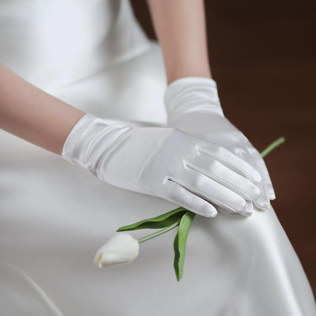 White Satin Extra Long Over-Elbow Bridal Gloves