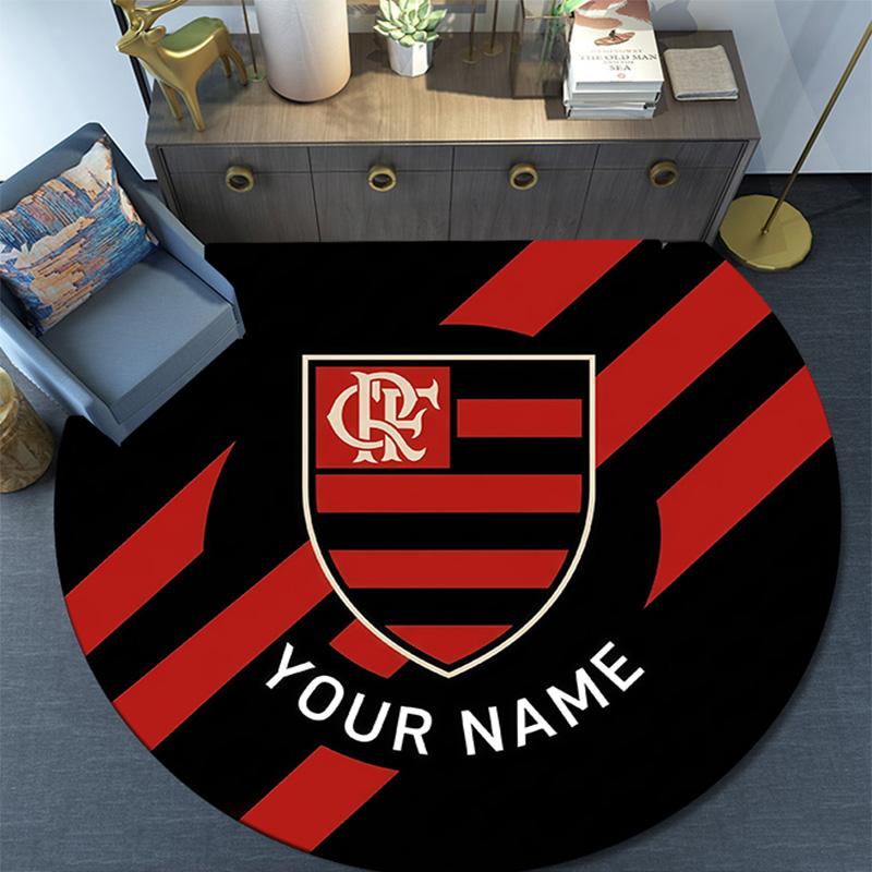 Custom Name Flamengo Round Area Rug,Carpet Rug for Living Room Bedroom Sofa Playroom Decor,Non-slip Floor Mat
