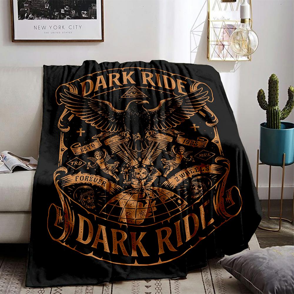 Black and Gold Dark Ride Themed Eagle Pattern Decorative blanket blanket blanket, suitable for use in the bedroom, living room, on the sofa