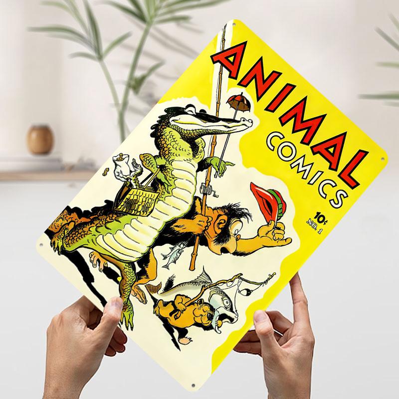 Animal Comics Poster Customized Wall Art Vintage Metal Signs Retro Tin Plaque for Man Cave Coffee Bar Accessories Wand Deko
