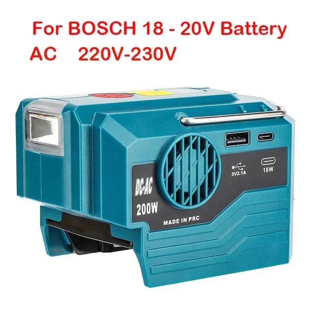 200 Вт Инвертор Питания Для Makita/Dewalt/Milwaukee/Bosch 18 В в AC 120/220 В Инвертор от Аккумулятора с USB и Type-C, Светодиодным Фонарем