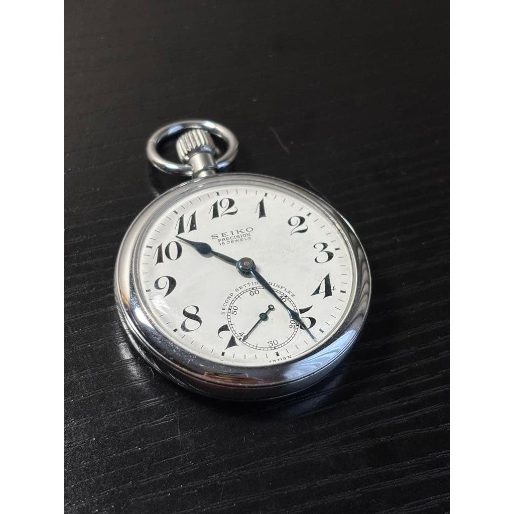 Used Hand-wound pocket watch, SEIKO PRECISION, JNR Kansai conductor use, Showa 40 (1965), beautiful condition