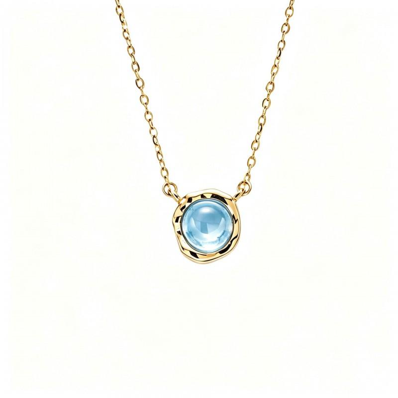 12th Birthstone Necklace Women Natural Topaz Clavicle Chain Fashion Jewelry
