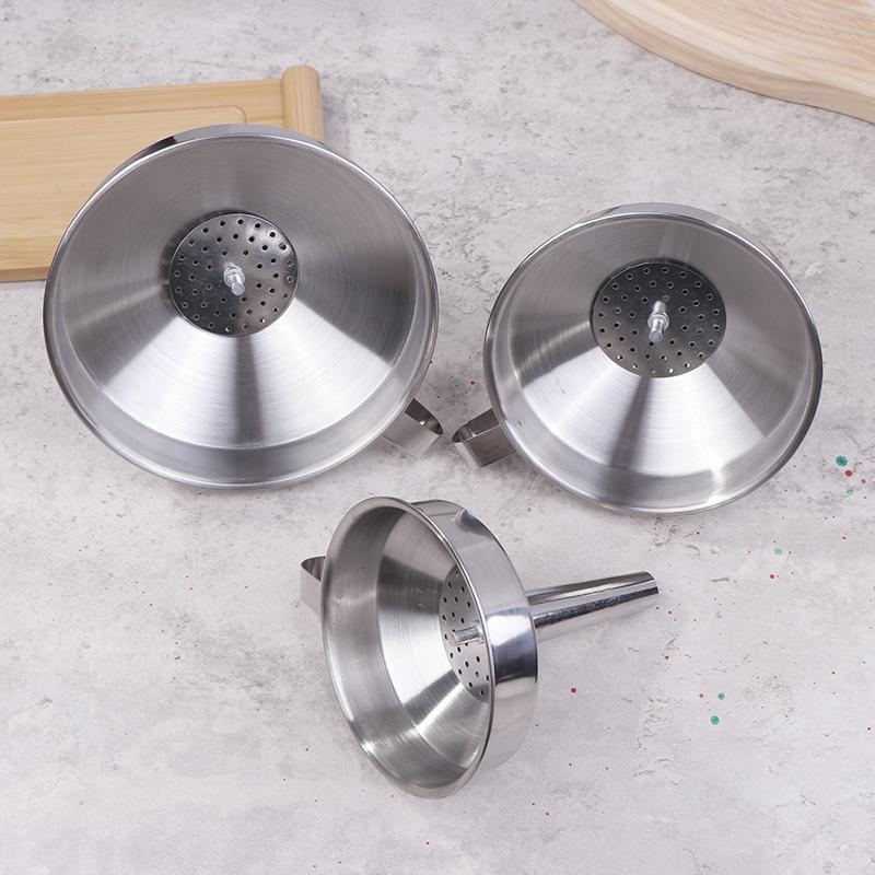 304 утолщенная воронка из нержавеющей стали со съемным фильтром, воронки с широким горлом для консервирования, кухонный фильтр для утечки масла
