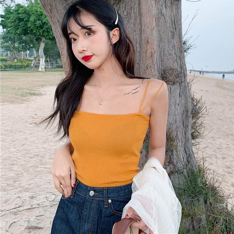 Женский однотонный жилет-комбинезон на бретельках-спагетти, трикотажные топы-комбинезоны