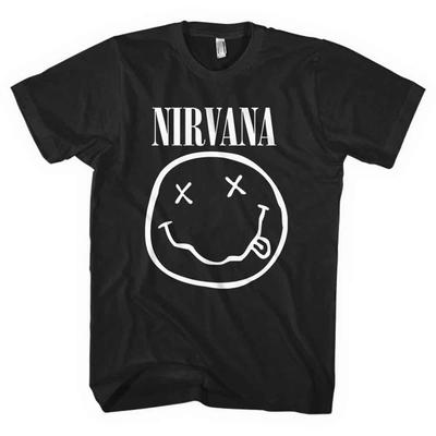 Футболка Nirvana Белое Счастливое Лицо Черная Новая Унисекс Футболка