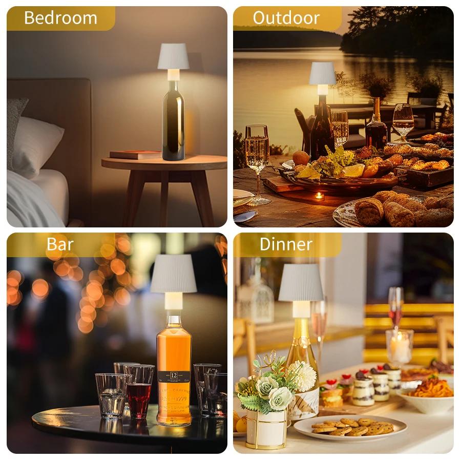 Светодиодная настольная лампа, перезаряжаемая, 3-цветная, с затемнением, современный сенсорный выключатель, настольный светильник для бара, клуба, ресторана, спальни, декора, освещения