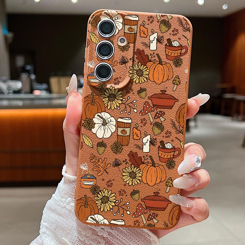 Чехол-фонарик из тыквы на Хэллоуин для Samsung S26 FE A18 S25 Ultra S24 S23 S22 S21 FE A54 A55 A16 A26 A36 A56 A17 A37 A57 5G Мягкий силиконовый чехол