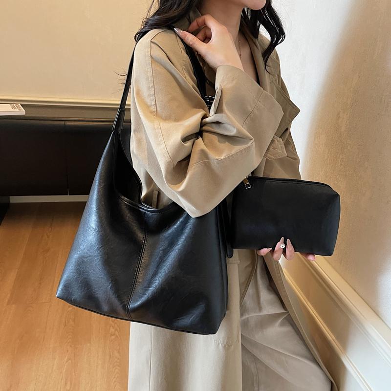 Винтажная сумка-коммутер большой вместимости, женская сумка на плечо из мягкой кожи, сумка-тоут под мышкой