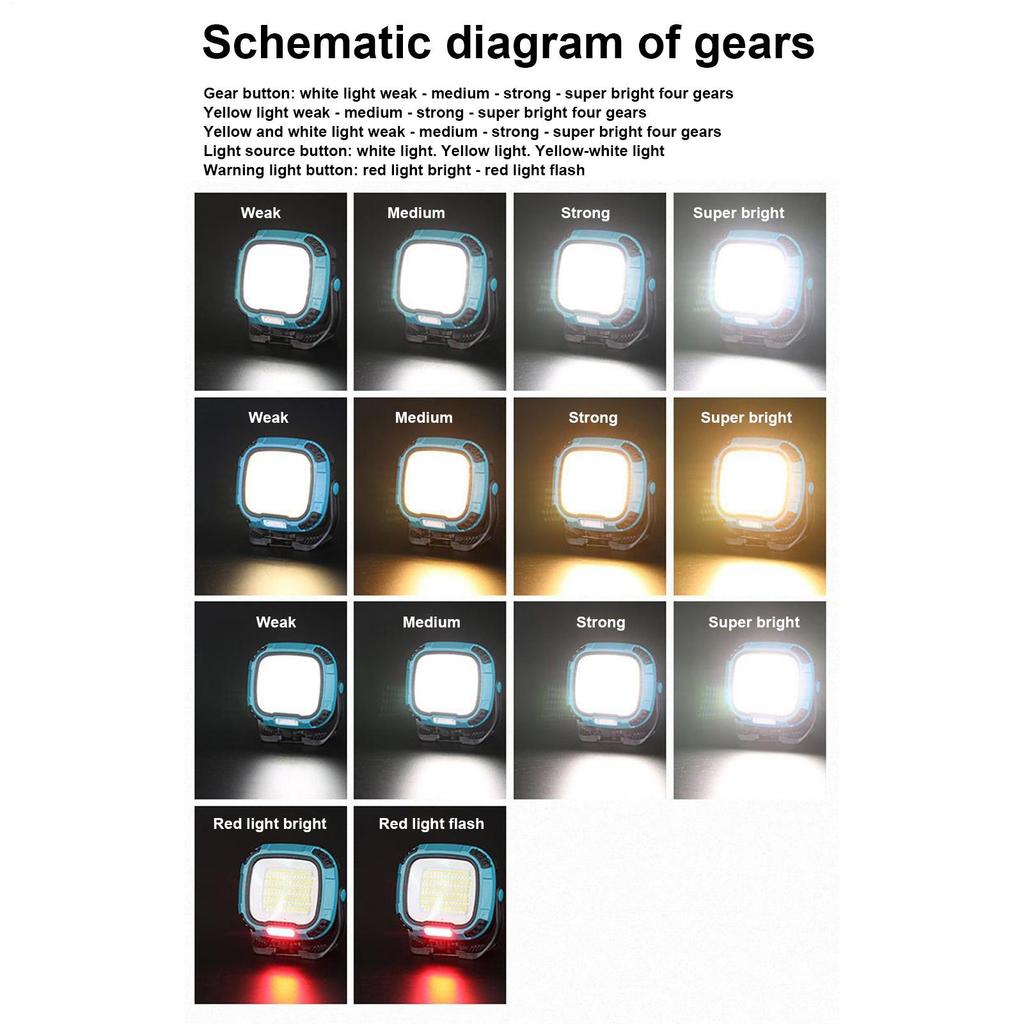 Work Lights Rechargeable Portable Camping Light Dustproof Waterproof USB Charging Lamp For Outdoor Adventures Car Automotive