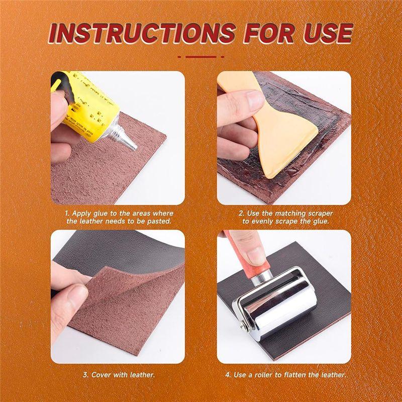 A84E-Leather Press Edge Roller Leather Glue Laminating Roller With Scraper (2.36 Inch +1 Inch)