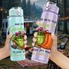 1PC Garden Boots Quote Text 750ml Color Plastic Sports Water Bottle Leakproof Flip Straw Lid Suitable for Sports Office Home Use