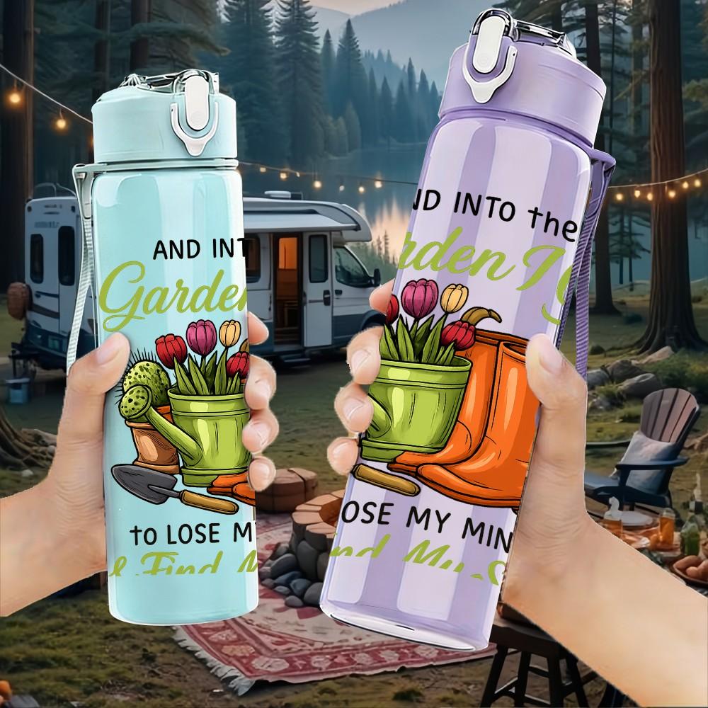 1PC Garden Boots Quote Text 750ml Color Plastic Sports Water Bottle Leakproof Flip Straw Lid Suitable for Sports Office Home Use