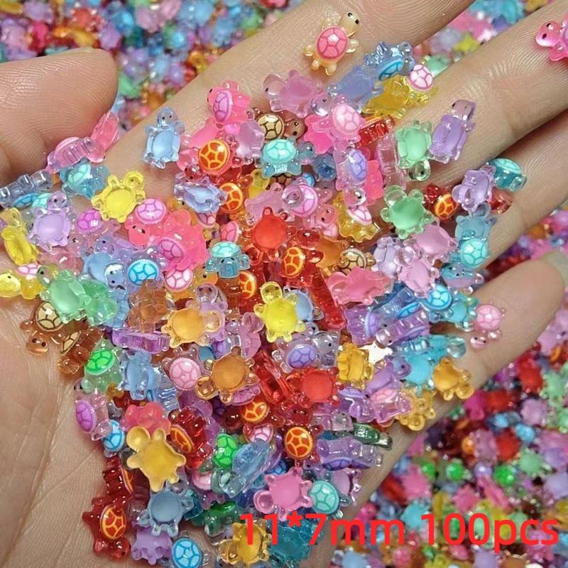 100Pcs Mini Resin Lucky Turtle Figurines Bulk Colorful Tiny Tortoise for Holiday DIY Decor Craft Projects